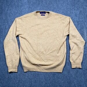 Alan Flusser Mens Tan 100% Pure Cashmere Crew Neck Sweater Size M